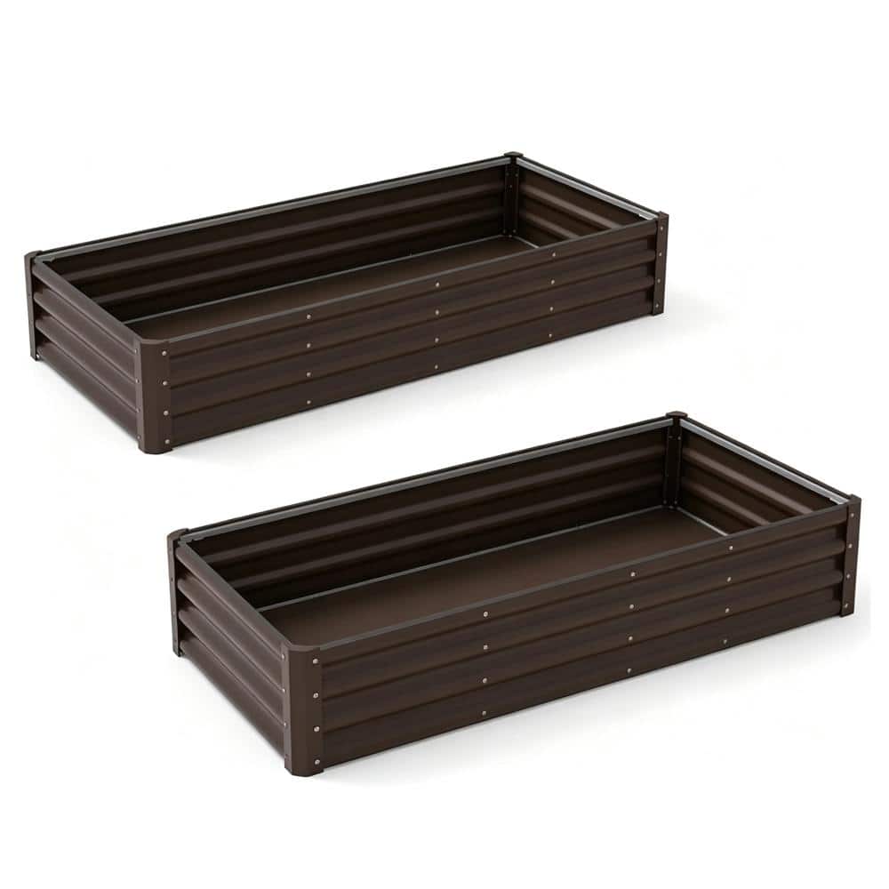 2PCS 6x3x1FT Galvanized Metal Raised Garden Bed Kit, Rust-Resistant Planter Box with Safe Edge, Easy Assembly, Brown price history
