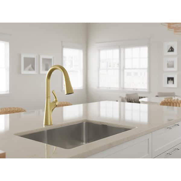 Talega Single Handle Pull Down Sprayer Kitchen Faucet with MagnePfit Docking in Brushed Gold