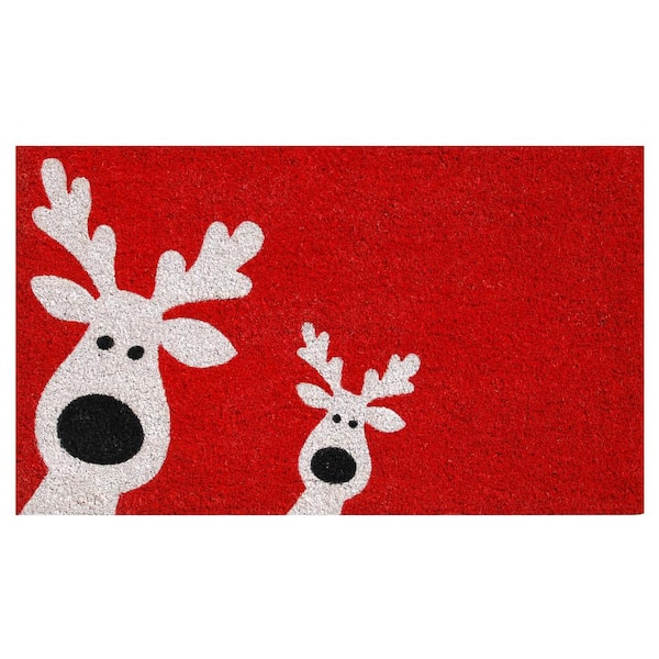 Calloway Mills Peeking Reindeer 17 in. x 29 in. Coir Door Mat