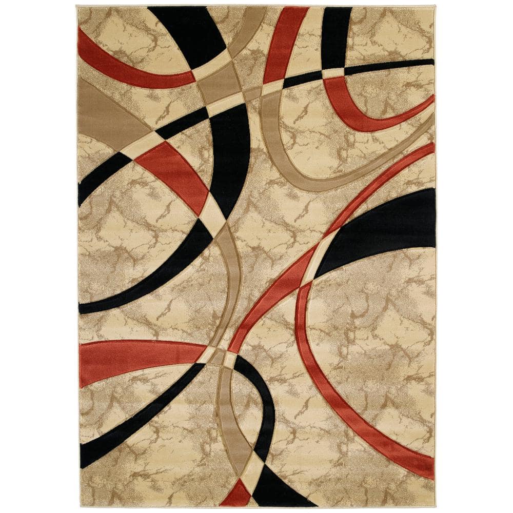 Contours La-Chic Cream Rectangular Synthetic Area Rug 2' x 3'