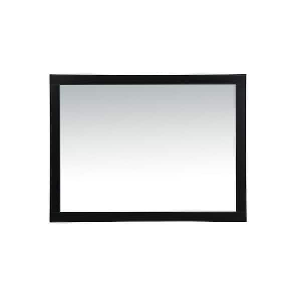 Unbranded Timeless Home 48 in. W x 36 in. H x Modern Wood Framed Rectangle Black Mirror