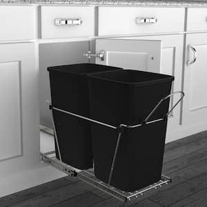 Black Double Pull Out Trash Can 27 Qt. for Kitchen