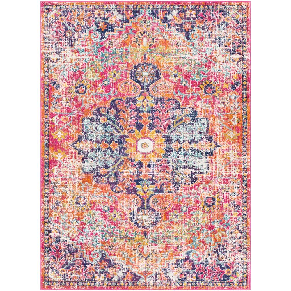 Odelia Multicolor Vintage Medallion Area Rug, 3'11" x 5'7"