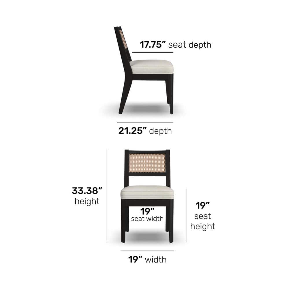 Brentwood Black Wood and Cane Armless Side Chair