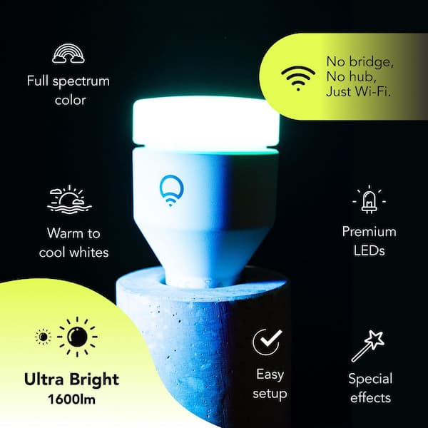 100-Watt Equivalent A21 Multi-Color 9000K Wi-Fi LED light Bulb Works w/Alexa/Hey Google/HomeKit Tunable White (12-Pack)