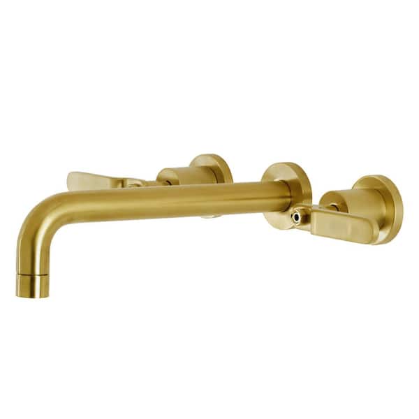 Kingston Brass Whitaker 2-Handle Wall Mount Roman Tub Faucet in. Brushed Brass