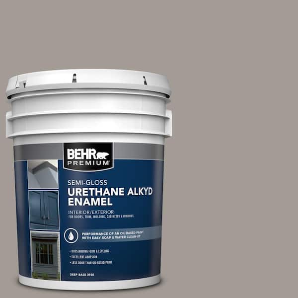 BEHR PREMIUM 5 gal. #PPU18-15 Fashion Gray Urethane Alkyd Semi-Gloss Enamel Interior/Exterior Paint