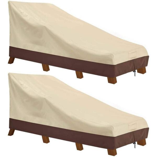 2-Pack 71 in. x 30 in. Waterproof Patio Chaise Lounge Cover, Beige and Brown Heavy Duty Outdoor Lounge Chair Cover