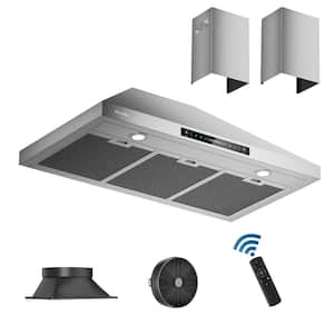 36 in. 763 CFM Convertible Wall Mount Range Hood in Stainless Steel with Mesh Filters and Lights