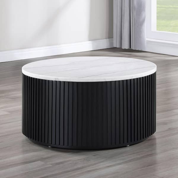 Colvin 36 in. White Marble Round Cocktail Coffee Table