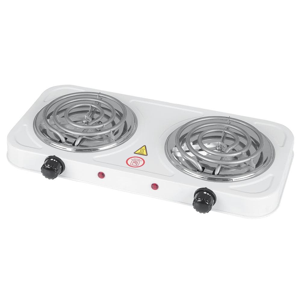 Double Burner 5.5 in. White Stainless Steel Hot Plate SM-STV-2680 - The  Home Depot