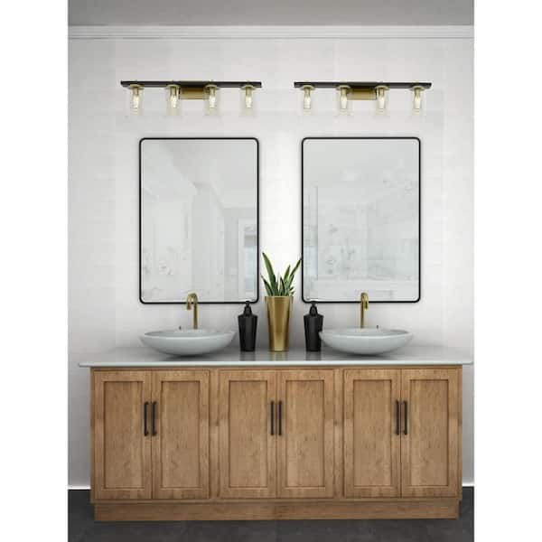 Hampton Bay Boswell Quarter 4-Light Vintage Brass Vanity Light with Black  Distressed Wood Accents 7980HDCVBDI - The Home Depot
