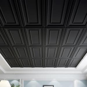 Basic Black 2 ft. x 4 ft. PVC Lay-In/Drop in Ceiling Tile (96 sq. ft./case)