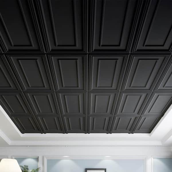 Basic Black 2 ft. x 4 ft. PVC Lay-In/Drop in Ceiling Tile (96 sq. ft./case)