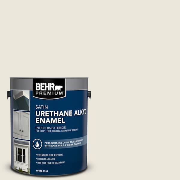 BEHR PREMIUM 1 gal. #BXC-32 Picket Fence White Urethane Alkyd Satin Enamel Interior/Exterior Paint