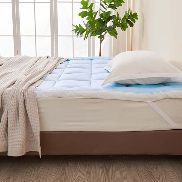 Light Blue Premium Cooling Thick Down Alternative Full Mattress Topper