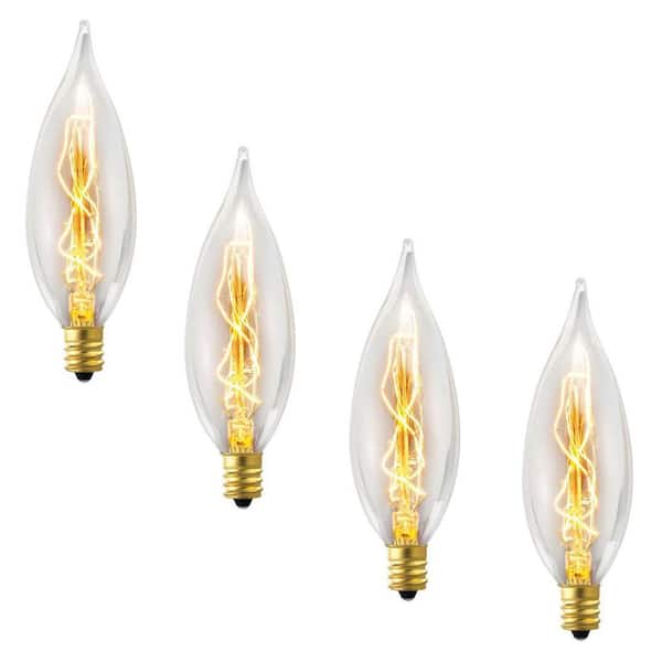 Globe Electric 25 Watt CA10 Dimmable Vintage Edison Incandescent Light Bulb, Warm Candle Light (4-Pack)