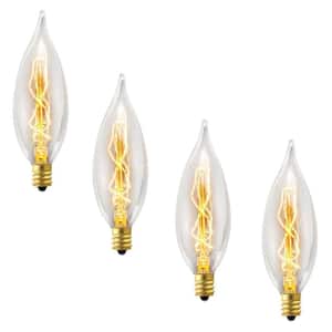 25 Watt CA10 Dimmable Vintage Edison Incandescent Light Bulb, Warm Candle Light (4-Pack)