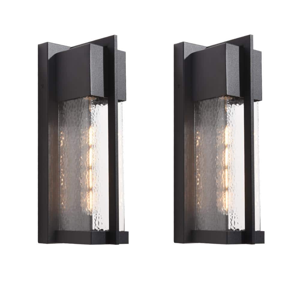 Montpelier Black/Sand Black 13 in. H Hardwired Water Glass Outdoor Wall Lantern Sconce with Dusk to Dawn (Set of 4) price history on PriceWatchPro