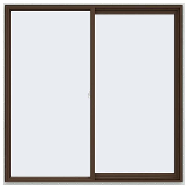 JELD-WEN 59.5 in. x 59.5 in. V-2500 Series Brown Painted Vinyl Right-Handed Sliding Window with Fiberglass Mesh Screen