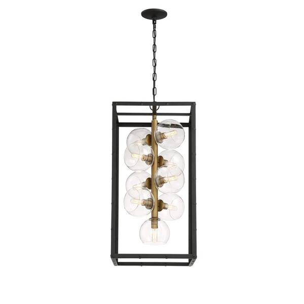 Eurofase Bentley Collection 9-Light Black Chandelier with Bronze Shade
