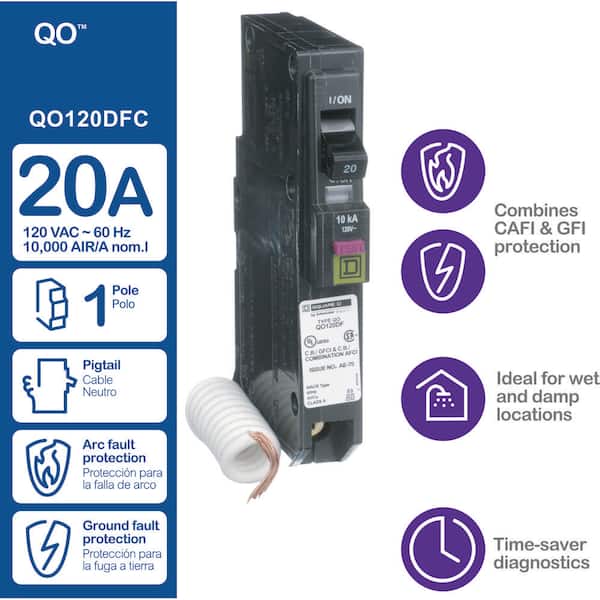 Square D QO 20 Amp Single-Pole Dual Function (CAFCI and GFCI