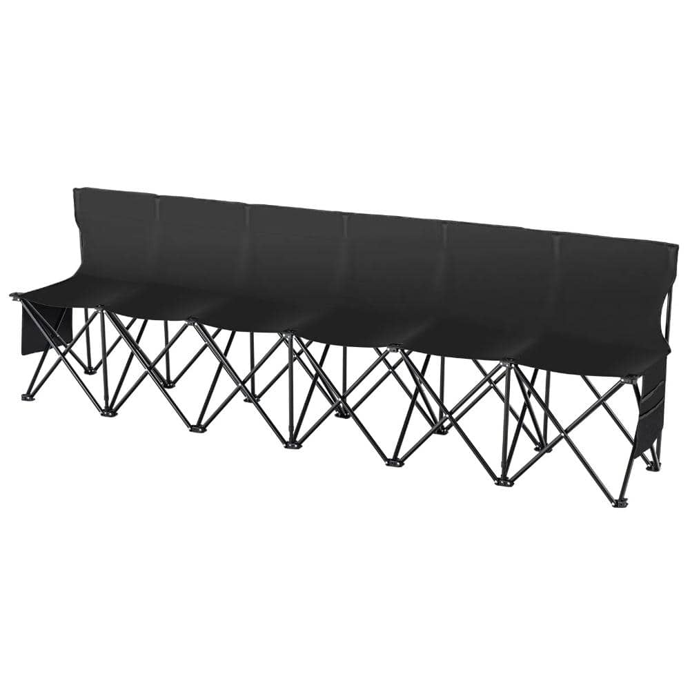 6 Seat Portable Folding Bench with Backrest & Bag for Soccer, Camping, Black price history on PriceWatchPro