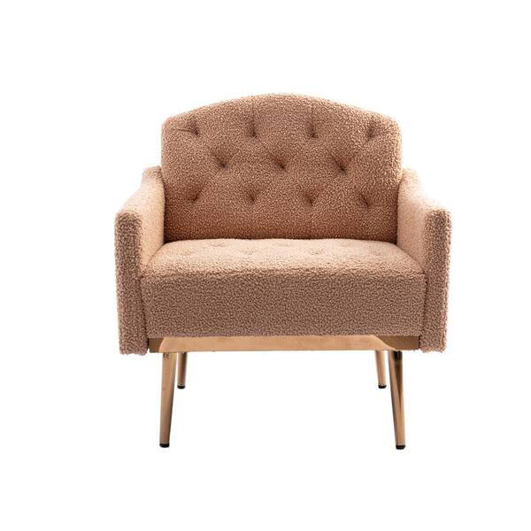 White PU Leisure Single Sofa Accent Chair with Rose Golden Metal Feet