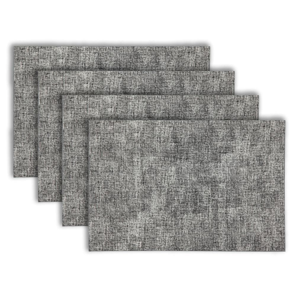 Dainty Home Amalfi 18 in. x 12 in. Charcoal and Black Reversible Vegan  Leather Wipe Clean Placemat Set of 4 4AMAL1218BK - The Home Depot