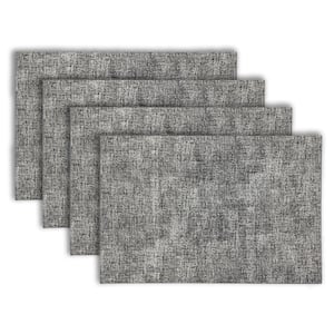 Amalfi 18 in. x 12 in. Charcoal and Black Reversible Vegan Leather Wipe Clean Placemat Set of 4