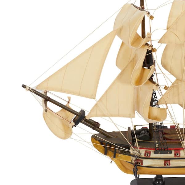 Litton Lane Beige Wood Sail Boat Sculpture with Lifelike Rigging 71633 -  The Home Depot