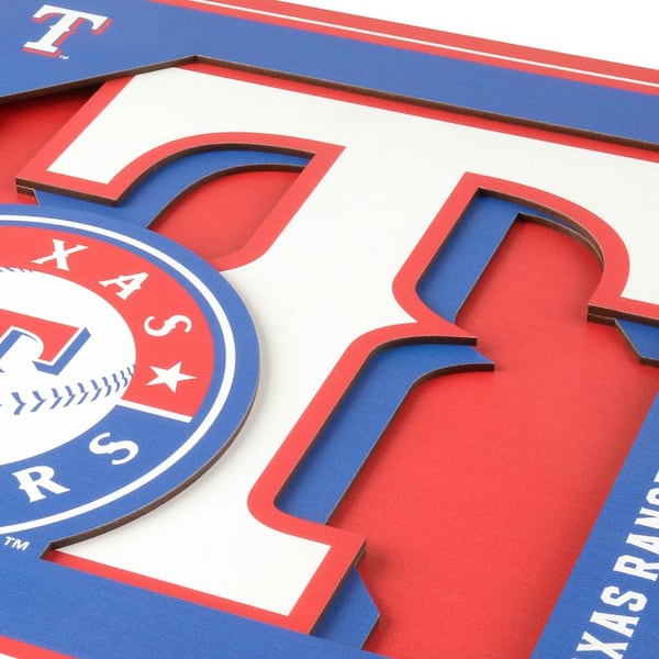 YouTheFan 3704572 12 x 12 in. MLB Texas Rangers 3D Logo Series Wall Art