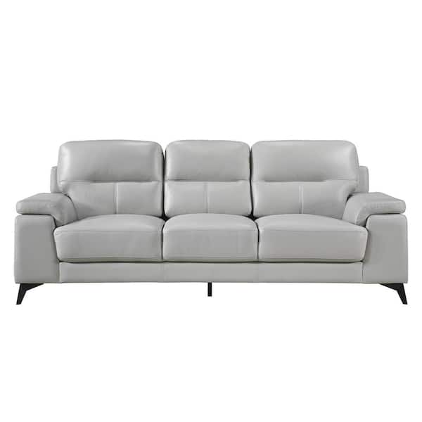EVERGLADE HOME Argonne 88.75 in. Round Arm Faux Leather Straight in Gray