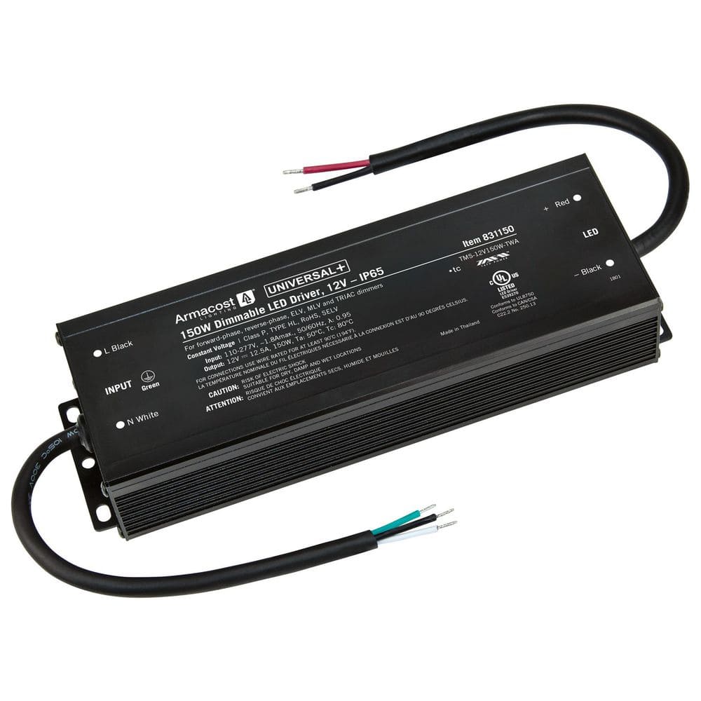 Universal+ Black Dimmable Driver 12-Volt DC, 150-Watt ELV/MLV/TRIAC-Dimmer Switch Compatible for LED Lighting price history on PriceWatchPro