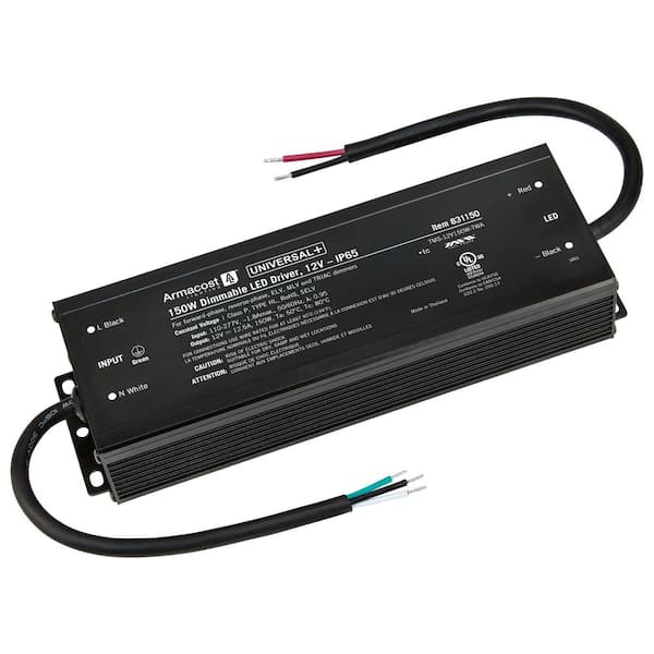 Universal+ Black Dimmable Driver 12-Volt DC, 150-Watt ELV/MLV/TRIAC-Dimmer Switch Compatible for LED Lighting