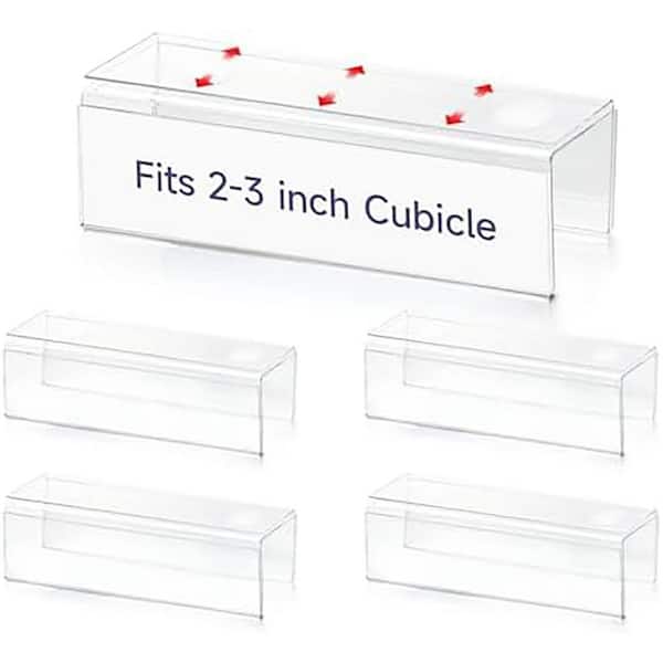 4 pcs Acrylic Double Sided Adjustable Cubicle Name Plate Holder with Magic Hooks for Office Meeting Room