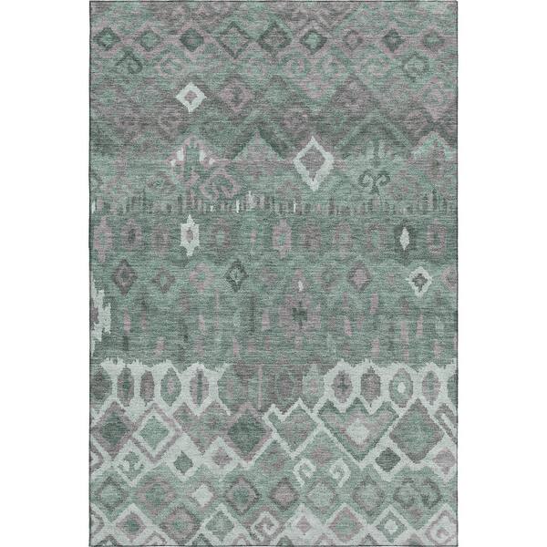 Mayfield Premium Machine Washable Abstract AMF2304 Aloe 10 ft. x 14 ft. Area Rug