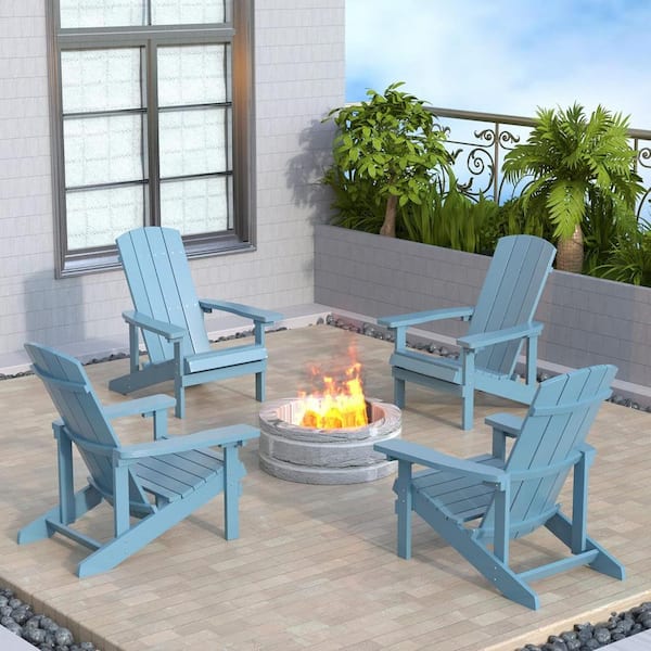 AUTMOON Blue, Patio HIPS Plastic Adirondack Chair Modern Outside Chair, 300 lbs. Adirondack Chair for Easy Assembly