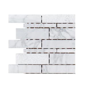 Take Home Tile Sample - Restful Sea White 4.5 in. x 4.5 in. Interlocking Textured Marble Mosaic