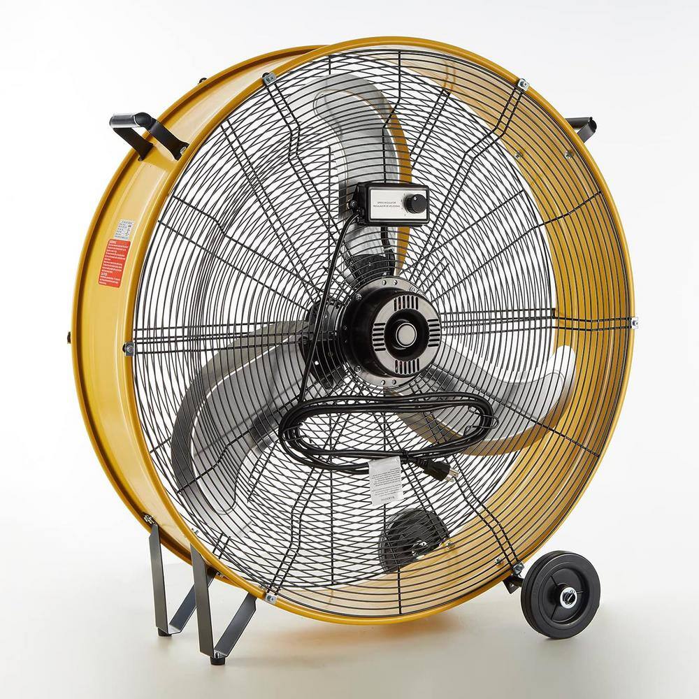 30 Inch Yellow High Velocity Aluminum Drum Floor Fan
