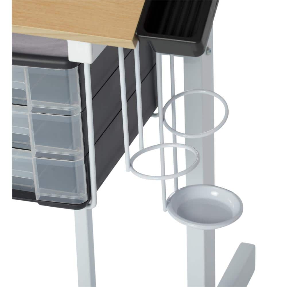 Deluxe White Maple 40'' Craft Station with Adjustable Top & Storage