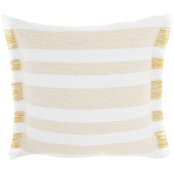 HomeRoots Jordan Yellow Striped Cotton 18 in. X 18 in. Throw Pillow