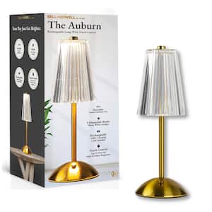 The Auburn 11.8 in. Brushed Gold Modern Rechargeable Integrated LED Table Lamp with USB Port