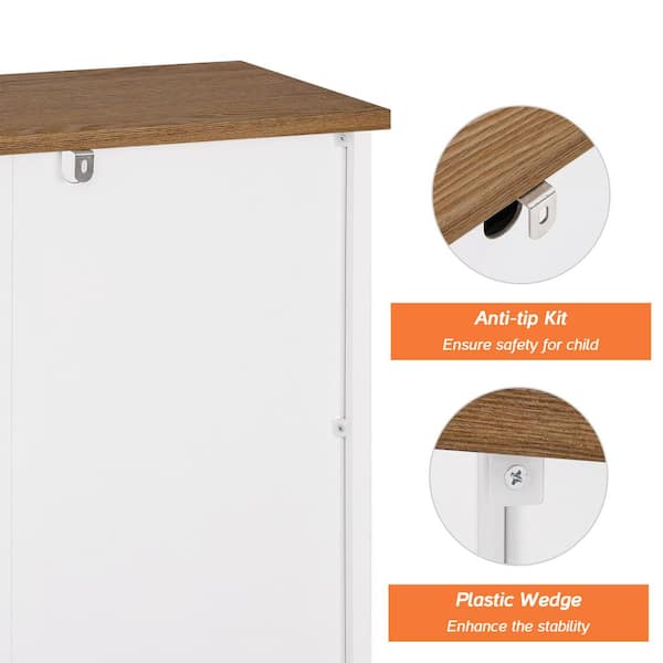 WAMPAT Home Storage Cabinet with Doors and Sliding Drawer Bathroom White  Wooden Free-Standing Cupboard with Adjustable Shelf W18N4063W-HD - The Home  Depot