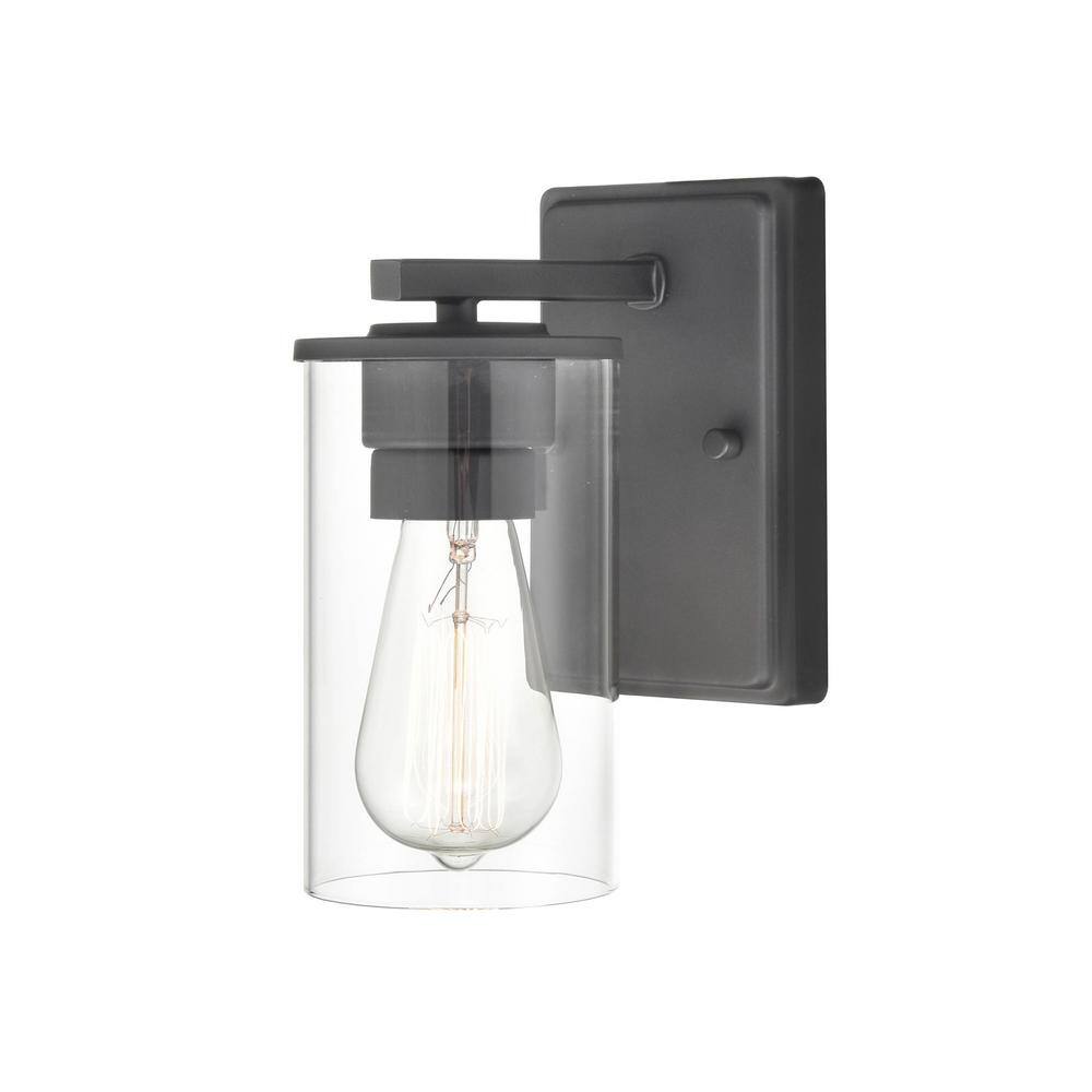 Matte Black Glass Cylinder Wall Sconce
