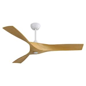 52 in. Matte White Modern Ceiling Fan with 3 ABS Blades Remote Control Reversible DC Motor Without Light For Living Room