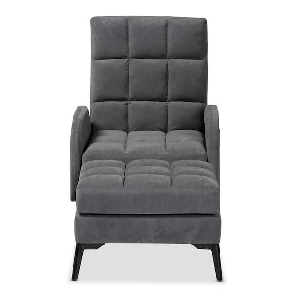 Baxton Studio Belden Grey and Black Side Chair and Ottoman Set 197