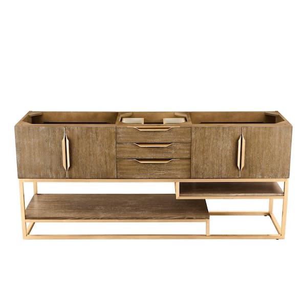 James Martin Vanities Columbia 72.5 in. W x 18.8 in. D x 32.0 in. H Double Bath Vanity Cabinet without Top in Latte Oak