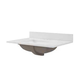 31 in. W x 22 in. D x .75 in . H Engineered Quartz White Rectangular Single Sink Bath Vanity Top in Snow White