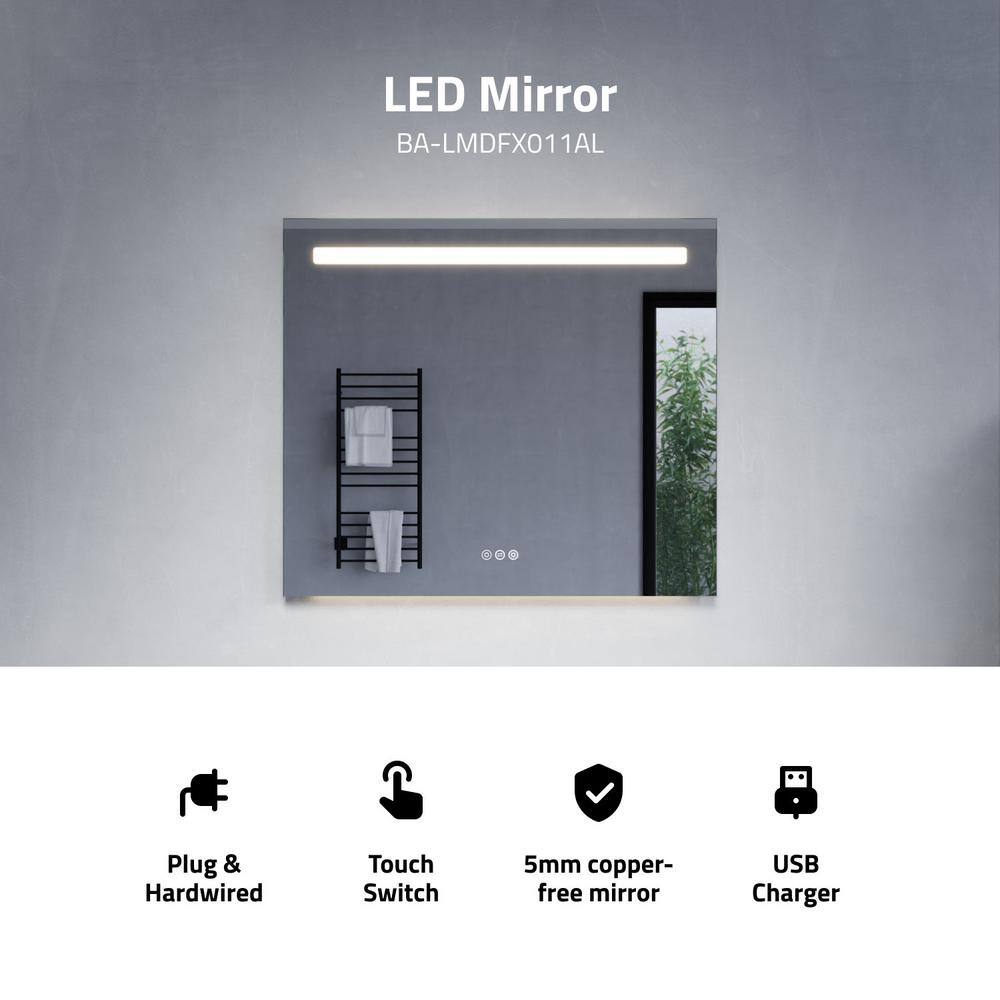 32-Inch Frameless LED Bathroom Vanity Mirror with Defogger